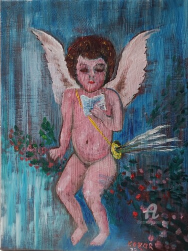 Картина под названием "Ангел" - Kozar, Подлинное произведение искусства, Масло Установлен на Деревянная рама для носилок