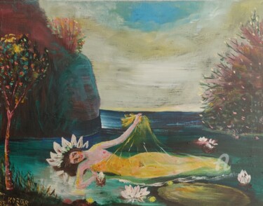 Картина под названием "Вечерняя серенада" - Kozar, Подлинное произведение искусства, Масло Установлен на Деревянная рама для…