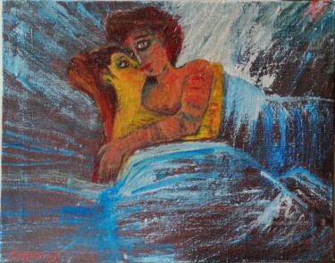 Painting titled "baiser d'amour" by Kozar, Original Artwork, Oil