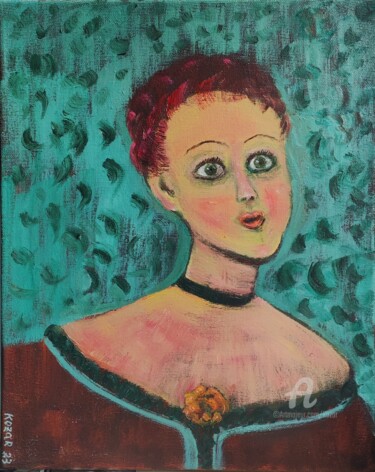 Painting titled "Сourtisane femme" by Kozar, Original Artwork, Oil