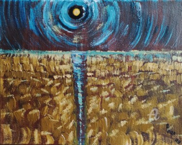 "Пшеничное поле ночью" başlıklı Tablo Kozar tarafından, Orijinal sanat, Petrol Ahşap Sedye çerçevesi üzerine monte edilmiş