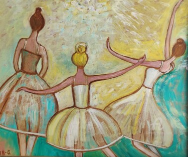 绘画 标题为“ballerinnes balleri…” 由Kozar, 原创艺术品, 油 安装在木质担架架上