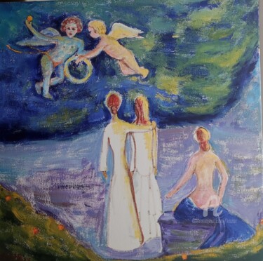 Ζωγραφική με τίτλο "Girls. Three Graces" από Kozar, Αυθεντικά έργα τέχνης, Λάδι Τοποθετήθηκε στο Ξύλινο φορείο σκελετό