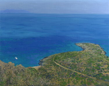 Painting titled "Barbados bay" by Simon Kozhin, Original Artwork, Oil Mounted on Wood Stretcher frame
