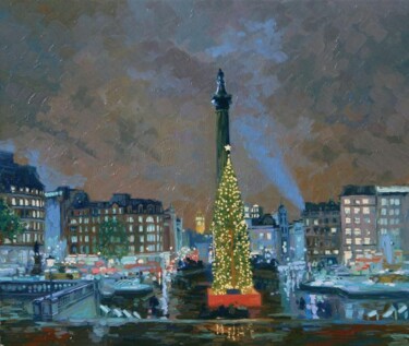 Peinture intitulée "Trafalgar Square at…" par Simon Kozhin, Œuvre d'art originale, Huile