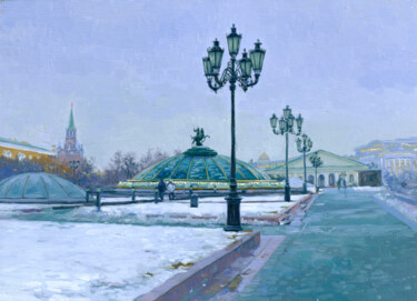 Painting titled "Manezhnaya Square" by Simon Kozhin, Original Artwork, Oil