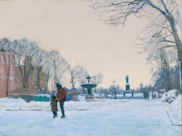 Pintura intitulada "Pushkinskaya Square…" por Simon Kozhin, Obras de arte originais, Outro