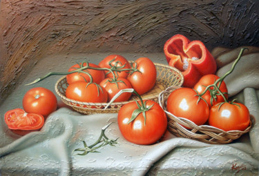 Malerei mit dem Titel "Помидоры" von Iaroslav Kozii, Original-Kunstwerk, Öl