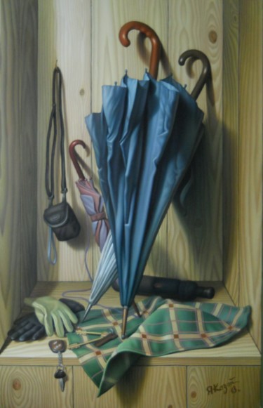 Peinture intitulée "Обманка "Зонтики"" par Iaroslav Kozii, Œuvre d'art originale, Huile