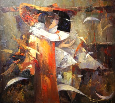 Картина под названием "Autumn nocturne" - Валентина Козяр, Подлинное произведение искусства, Масло