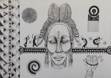 Tekening getiteld "africa -Dessin encr…" door Kpbc, Origineel Kunstwerk, Inkt