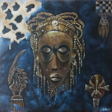 Painting titled "Masque en bleu" by Kpbc, Original Artwork, Acrylic