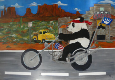 Painting titled "Road 66" by Kpbc, Original Artwork, Acrylic Mounted on Wood Stretcher frame