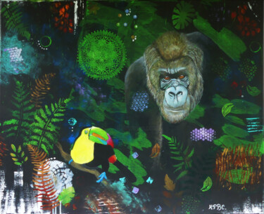 Painting titled "Esprit sauvage" by Kpbc, Original Artwork, Acrylic Mounted on Wood Stretcher frame