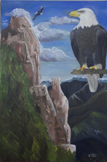 Peinture intitulée "Les aigles" par Kpbc, Œuvre d'art originale, Huile