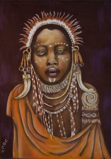 Schilderij getiteld "Tribal" door Kpbc, Origineel Kunstwerk, Pastel