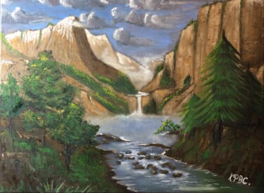 Peinture intitulée "Où coule la rivière" par Kpbc, Œuvre d'art originale, Huile