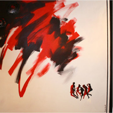 Painting titled "Red_Black_White01" by K Prakash Raman, Original Artwork