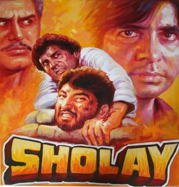 Painting titled "Sholay (Hindi Movie…" by K Prakash Raman, Original Artwork