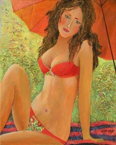 Painting titled "Hot day" by Olga Kost, Original Artwork, Acrylic