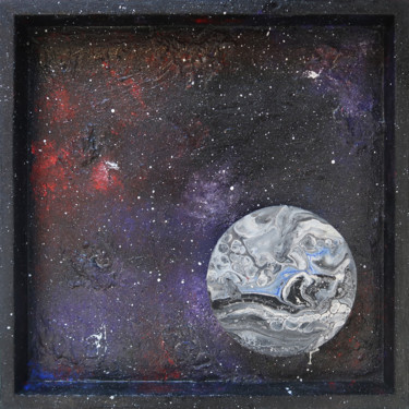 Collages intitulée "La lune" par Karin Kralova, Œuvre d'art originale