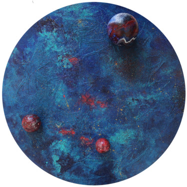 Collages intitulée "Trinité cosmique" par Karin Kralova, Œuvre d'art originale