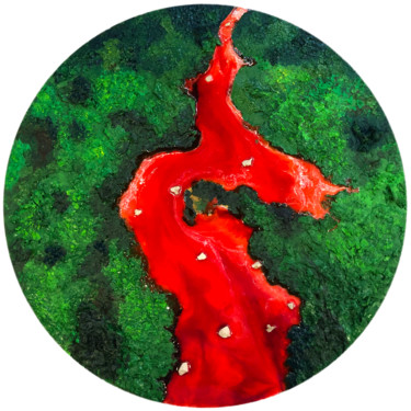 Pittura intitolato "Red river Cusco" da Karin Kralova, Opera d'arte originale, Olio