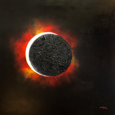 Malerei mit dem Titel "Eclipse rouge" von Karin Kralova, Original-Kunstwerk, Acryl