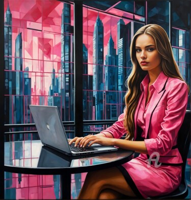 Digitale Kunst getiteld "Office work" door Krasikova Tatiana, Origineel Kunstwerk, Acryl