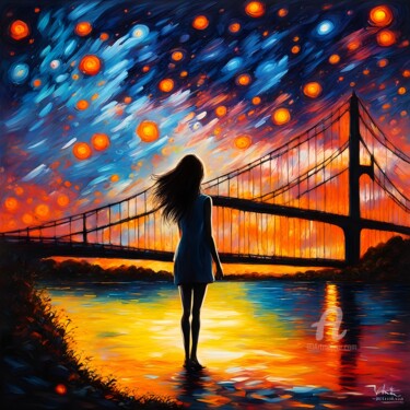 Digital Arts titled "Starry night" by Krasikova Tatiana, Original Artwork, Acrylic