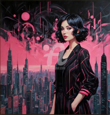 Digital Arts titled "Black Pink tones" by Krasikova Tatiana, Original Artwork, Acrylic