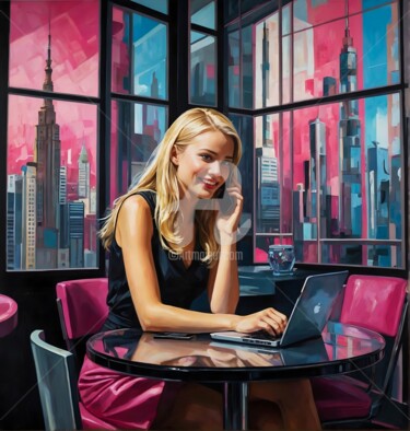 Digital Arts titled "At the office" by Krasikova Tatiana, Original Artwork, Acrylic