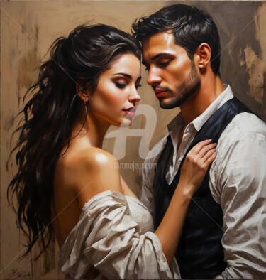 Digital Arts titled "A lovers' rendezvous" by Krasikova Tatiana, Original Artwork, Acrylic