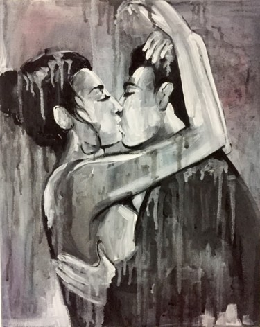 Картина под названием "Kiss" - Julia Krasnova, Подлинное произведение искусства, Масло