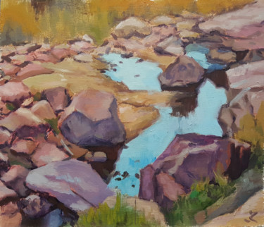 Painting titled "Rocky river in Zion" by Krasuckas, Original Artwork, Oil
