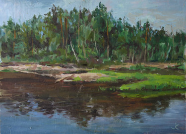 Painting titled "Le fleuve" by Krasuckas, Original Artwork, Oil