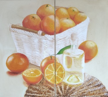 Schilderij getiteld "Корзина с апельсина…" door Nina Fedotova, Origineel Kunstwerk, Olie