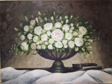Painting titled "Bouquet of roses" by Nina Fedotova, Original Artwork, Oil