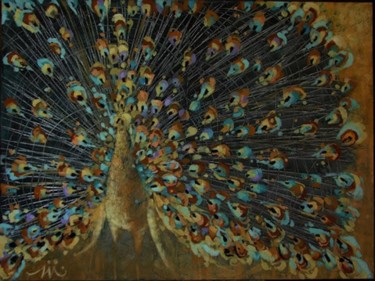 Painting titled "Peacock of Venice" by Kravitz, Original Artwork, Oil