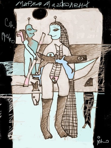 Цифровое искусство под названием "M. Magdalena with D…" - Kravitz, Подлинное произведение искусства, Цифровая живопись