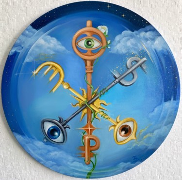 Painting titled "Keys to the world" by Ksenia Kravtsova, Original Artwork, Oil Mounted on Wood Stretcher frame