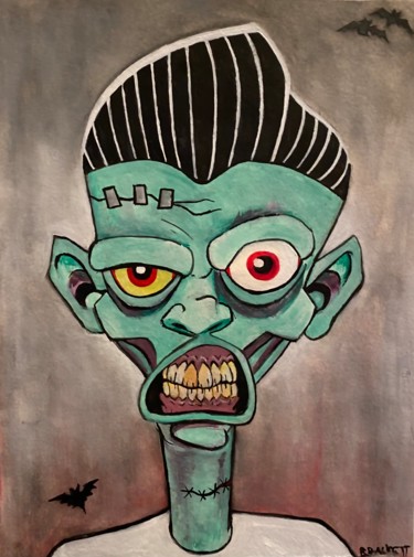 Painting titled "K-RYPTO" by Kreatures And Kreeps, Original Artwork, Gouache