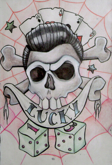 Drawing titled "LUCKY" by Kreatures And Kreeps, Original Artwork, Gouache