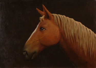 Malerei mit dem Titel "Le cheval" von Dmitry Krebs, Original-Kunstwerk, Öl