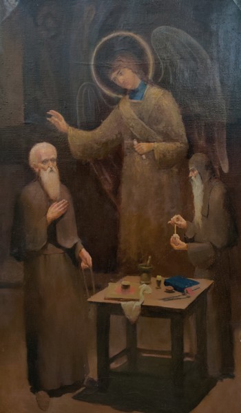 Peinture intitulée "Celui qui était ill…" par Dmitry Krebs, Œuvre d'art originale, Huile Monté sur Châssis en bois