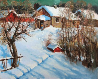 Painting titled "Sunny March in Vill…" by Mark Kremer, Original Artwork, Oil