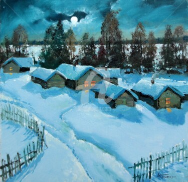 Painting titled "Moonlit Night" by Mark Kremer, Original Artwork