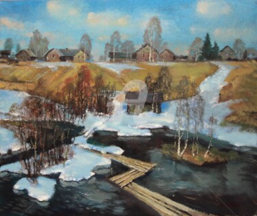 Schilderij getiteld "Spring flood" door Mark Kremer, Origineel Kunstwerk, Olie