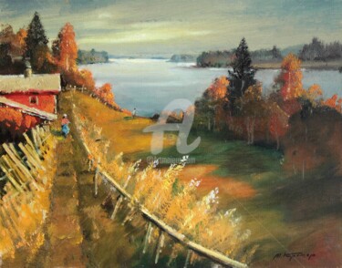 Painting titled "Autumn above lake.…" by Mark Kremer, Original Artwork