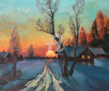 Painting titled "Sunset" by Mark Kremer, Original Artwork, Oil